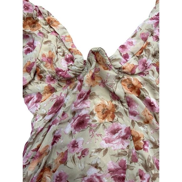 NWOT Sunday Soho Floral Boho Mini Dress with Open Back & Puff Sleeves sz S - Picture 8 of 15